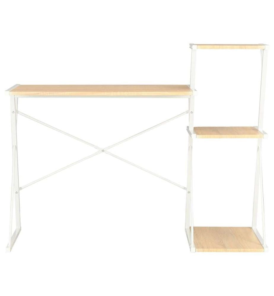 Schreibtisch mit Regal Weiss und Eiche 116×50×93 cm
