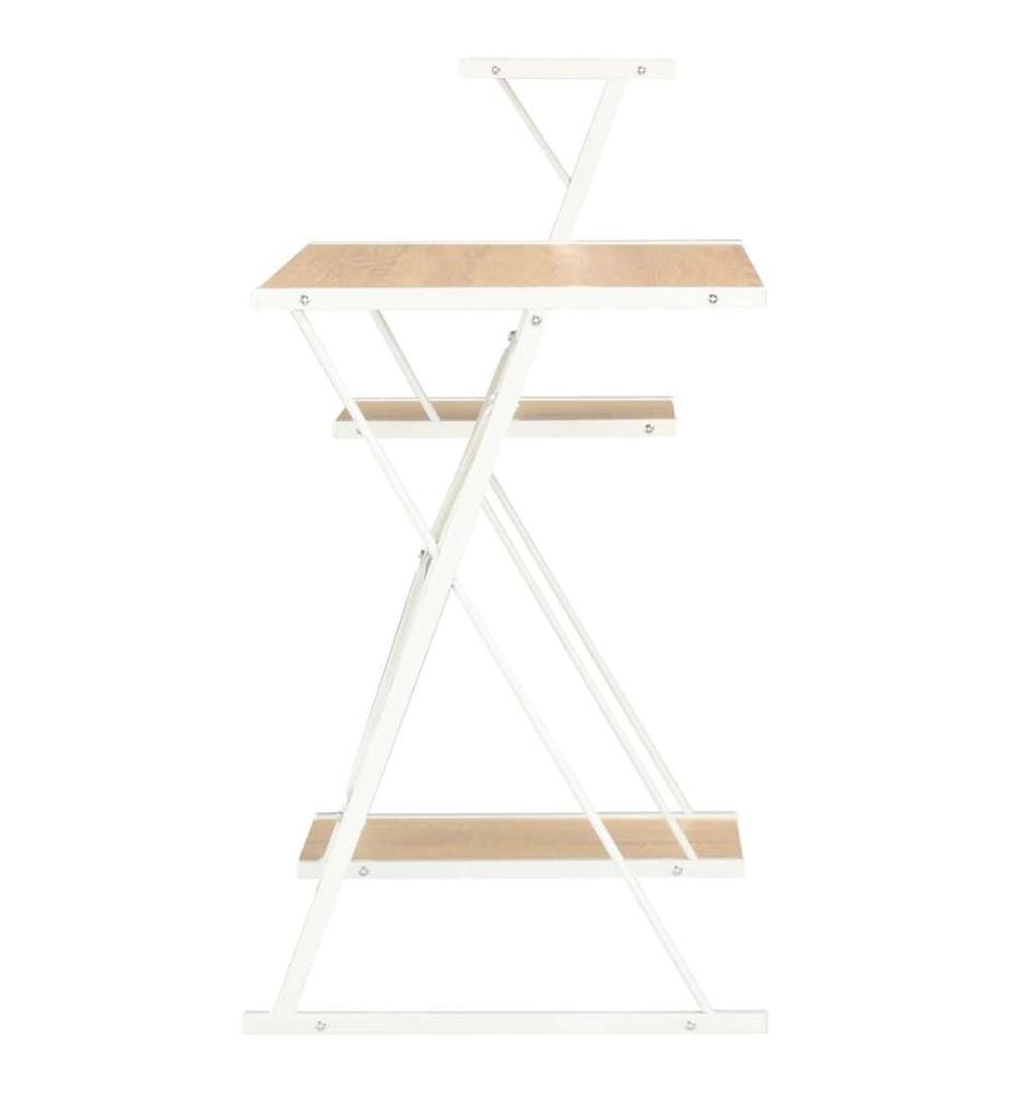 Schreibtisch mit Regal Weiss und Eiche 116×50×93 cm