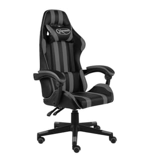 Gaming-Stuhl Schwarz und Grau Kunstleder
