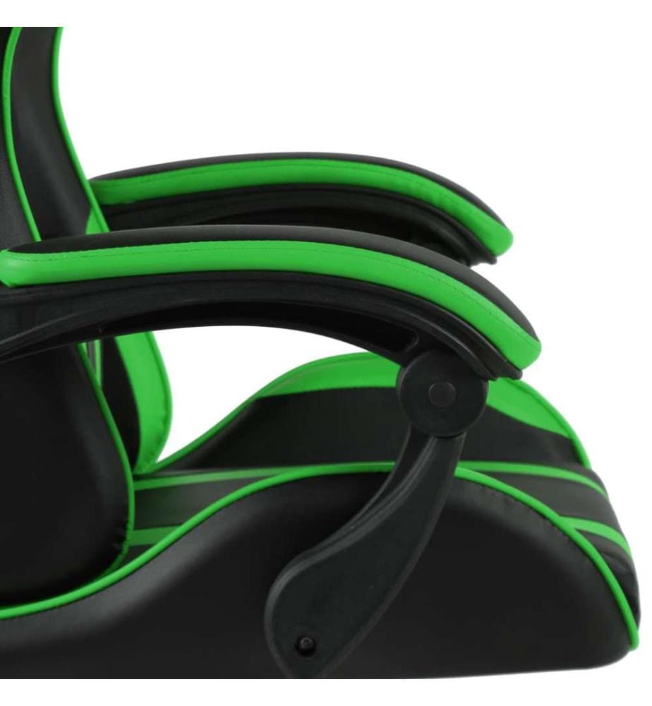 Fauteuil de jeux vidéo avec repose-pied Noir et vert Similicuir