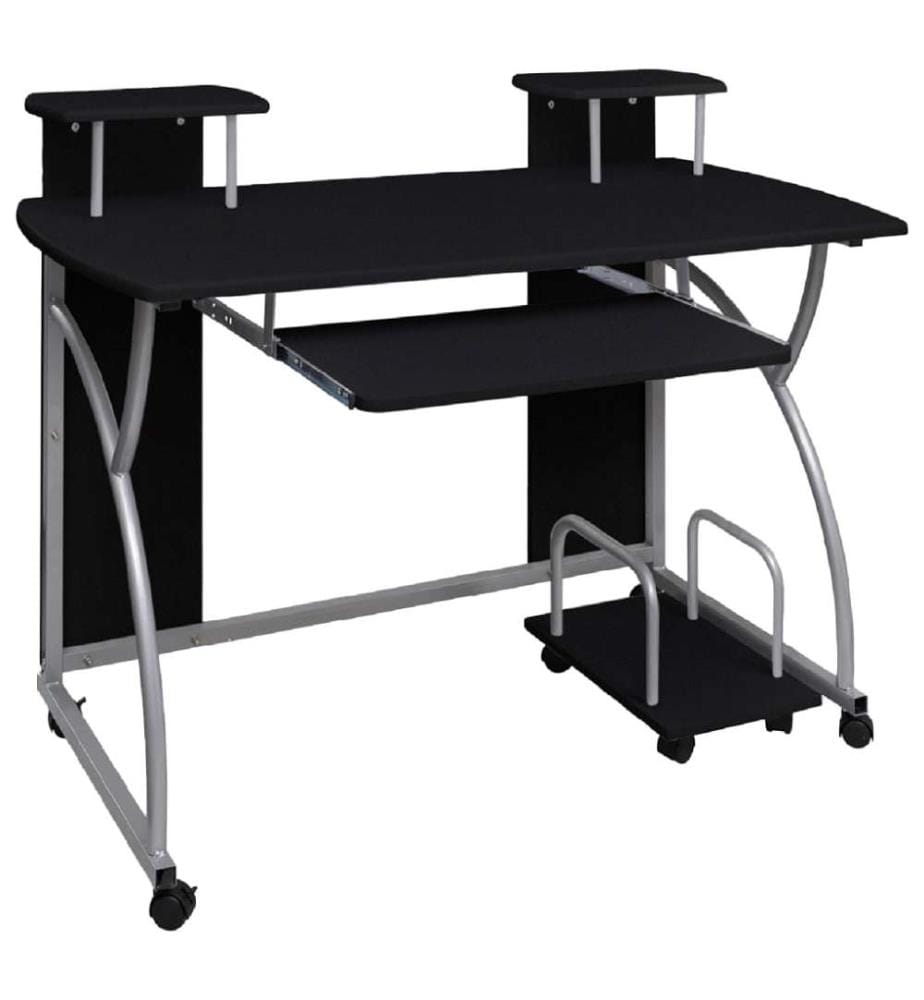 Bureau d'ordinateur Noir 110x52x88,5 cm Bois d'ingénierie