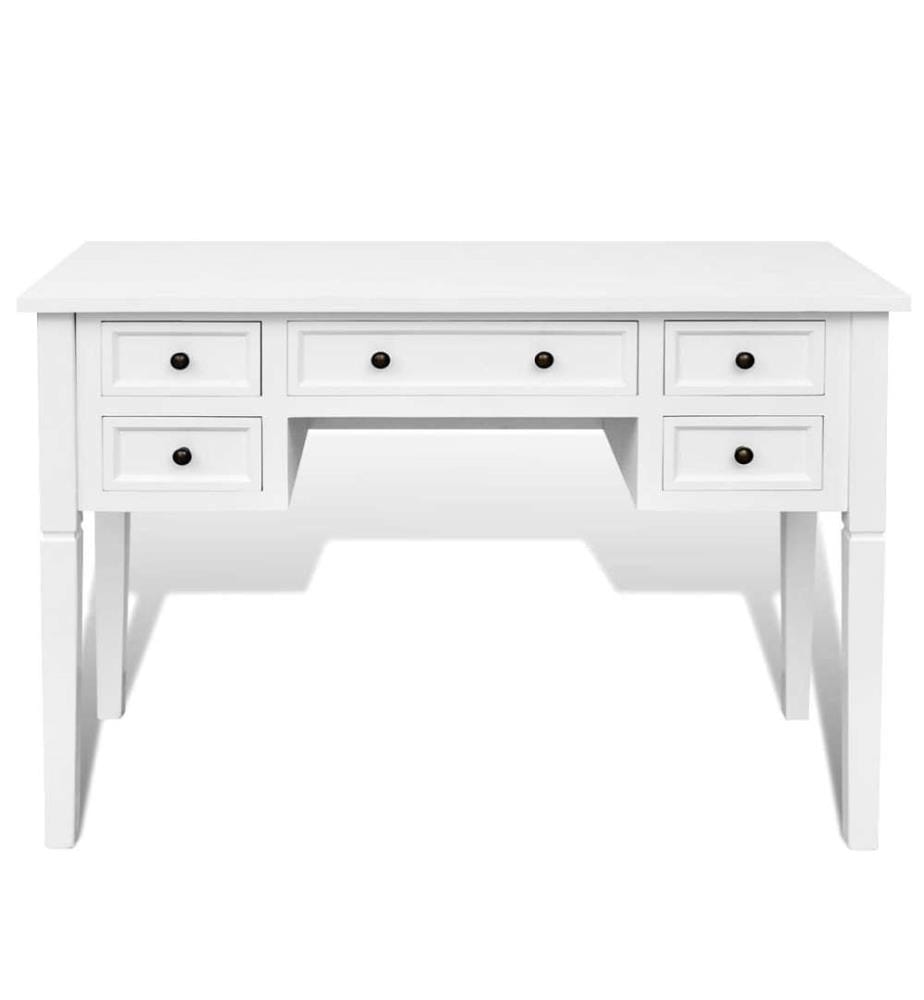 Bureau blanc à 5 tiroirs