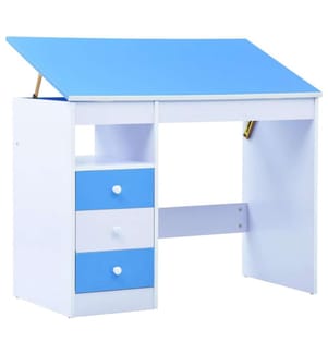 Kinderschreibtisch Kippbar Blau und Weiss