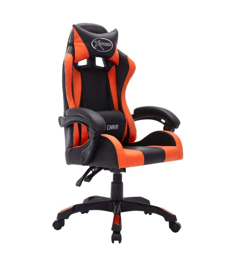 Gaming-Stuhl mit RGB LED-Leuchten Orange und Schwarz Kunstleder