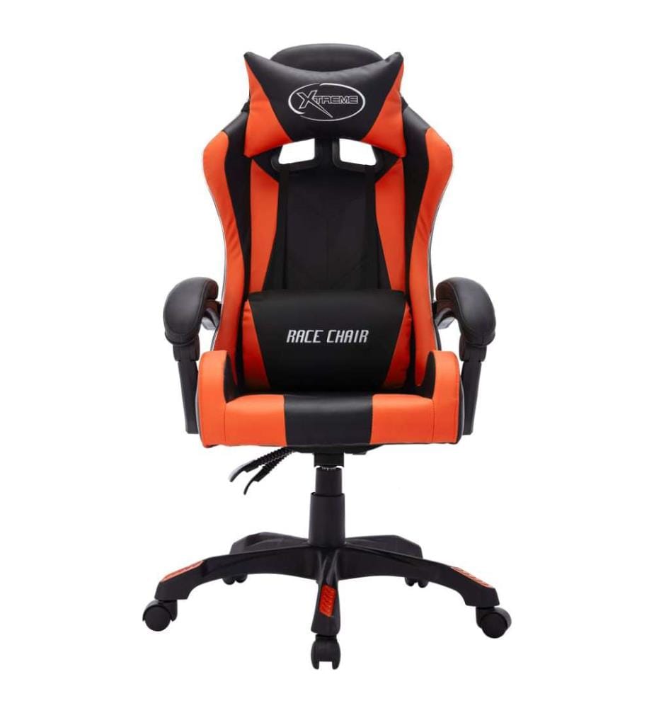 Gaming-Stuhl mit RGB LED-Leuchten Orange und Schwarz Kunstleder