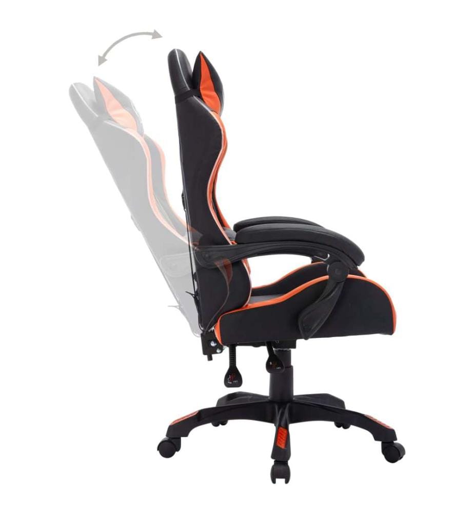 Gaming-Stuhl mit RGB LED-Leuchten Orange und Schwarz Kunstleder