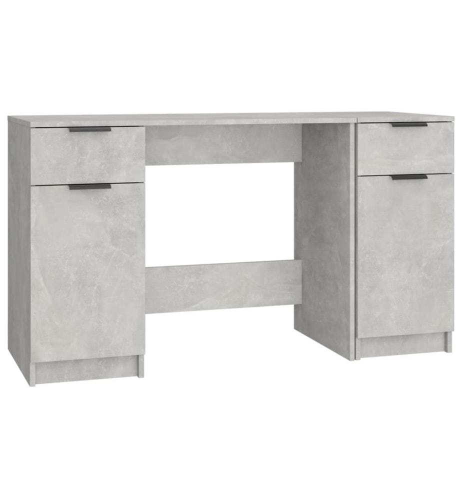 Bureau avec armoire latérale Gris béton Bois d'ingénierie