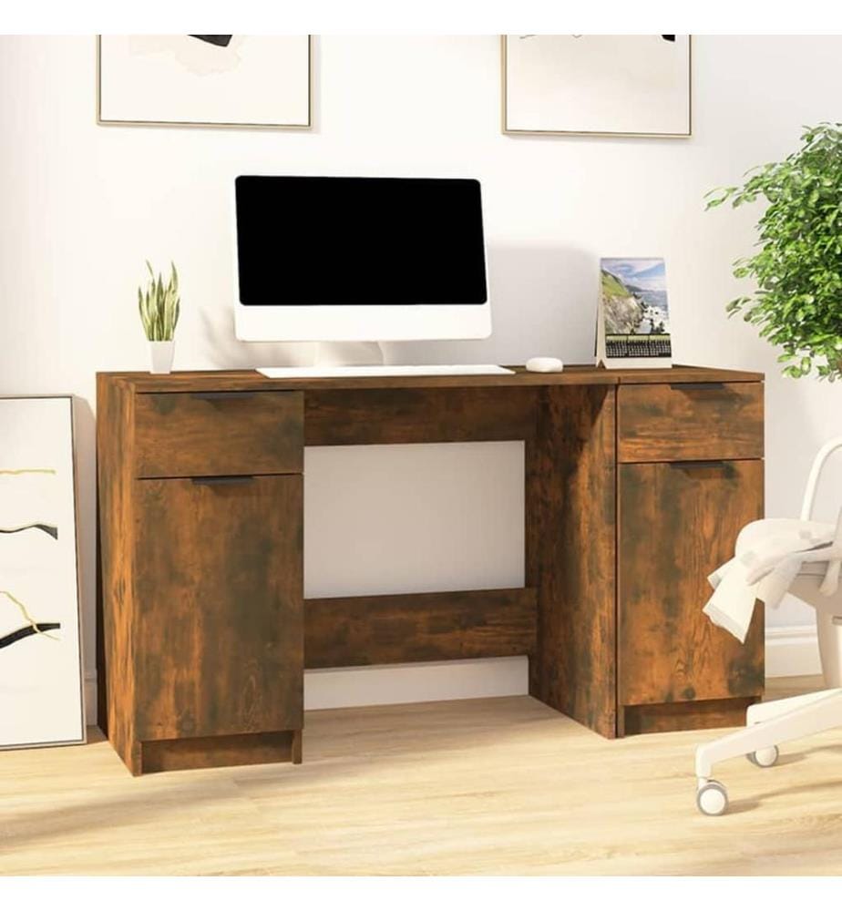 Schreibtisch mit Beistellschrank Räuchereiche Holzwerkstoff