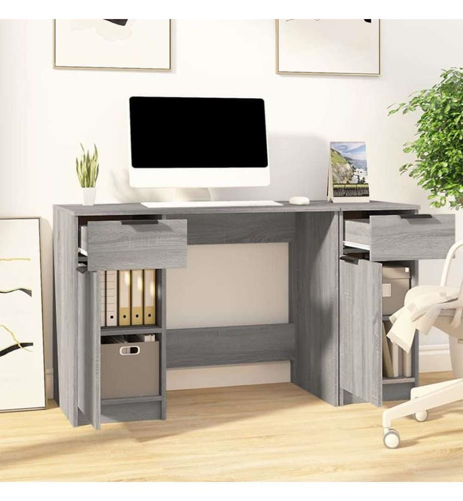 Schreibtisch mit Beistellschrank Grau Sonoma Holzwerkstoff