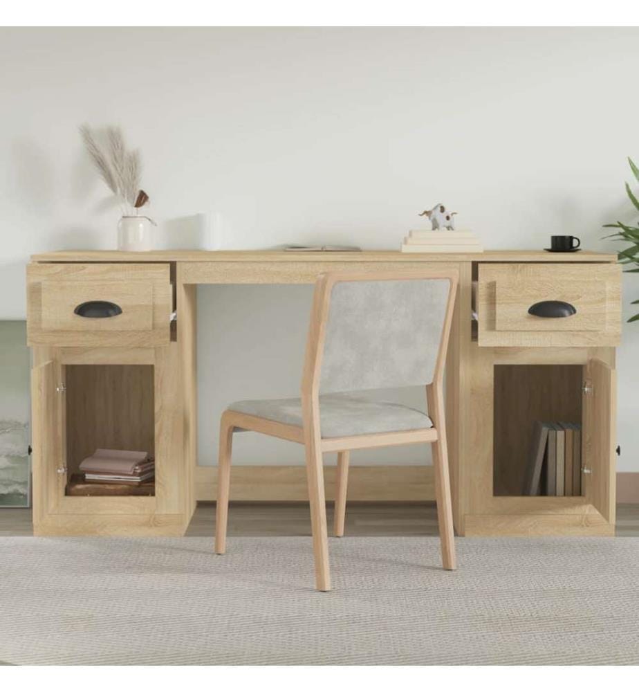 Schreibtisch mit Stauraum Sonoma-Eiche Holzwerkstoff