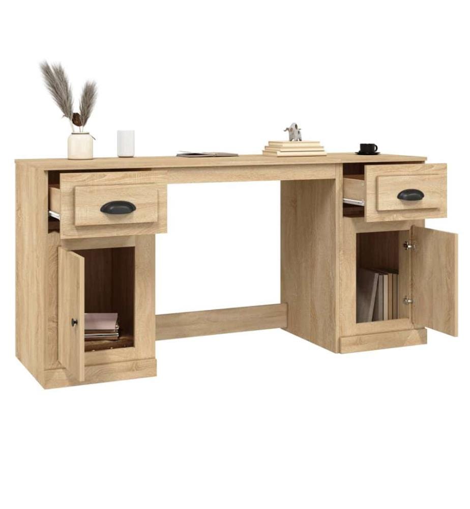 Schreibtisch mit Stauraum Sonoma-Eiche Holzwerkstoff