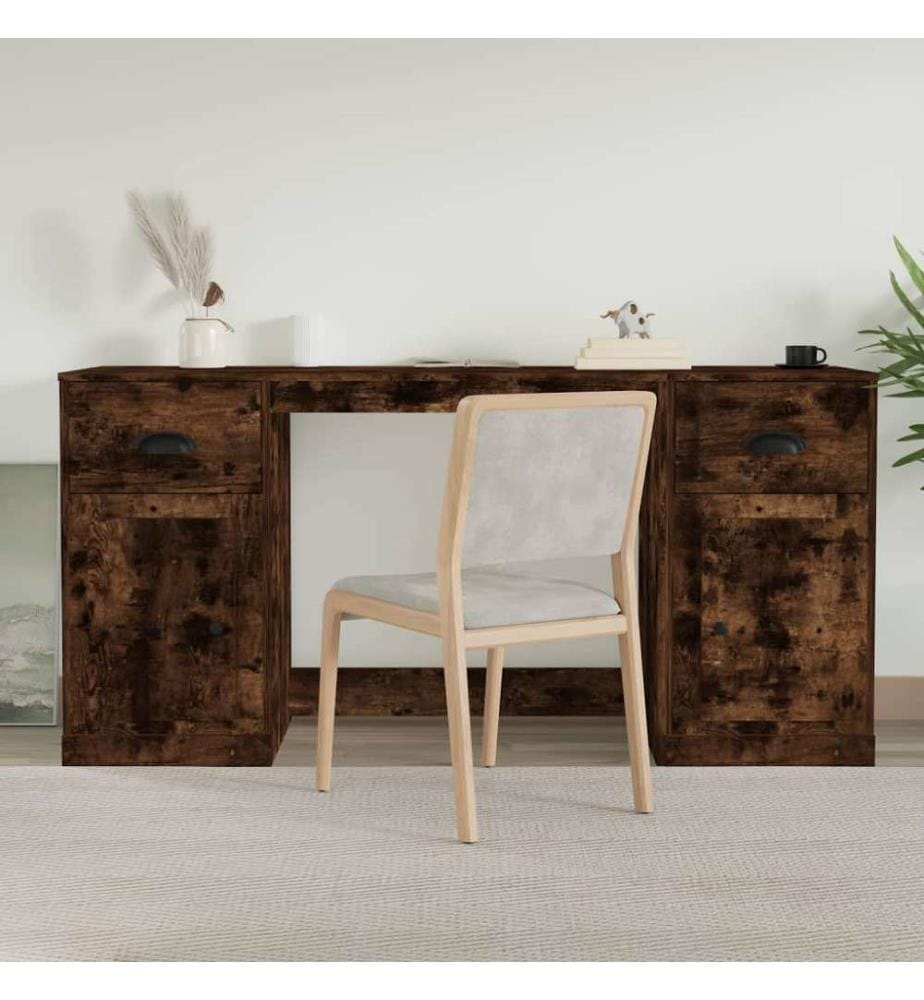 Schreibtisch mit Stauraum Räuchereiche Holzwerkstoff