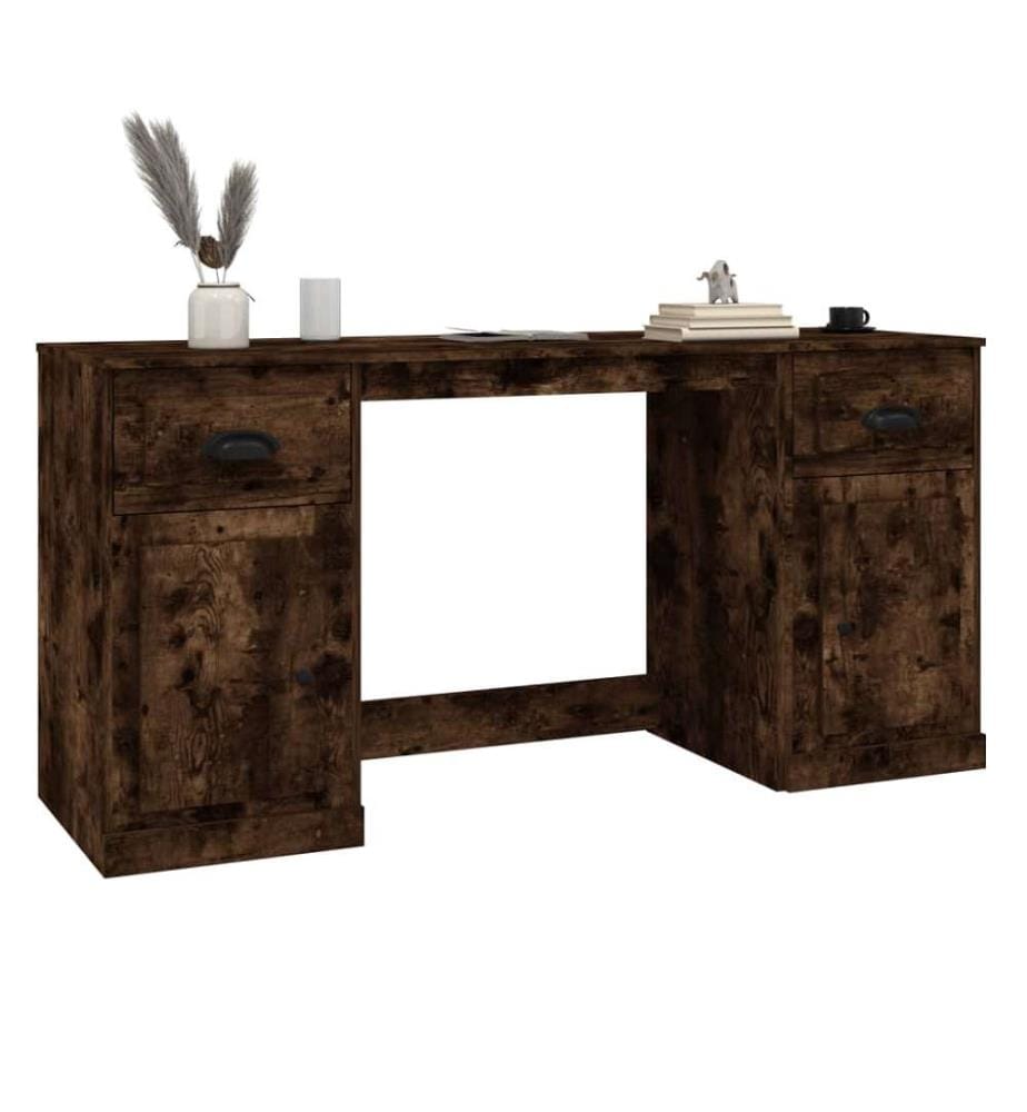 Schreibtisch mit Stauraum Räuchereiche Holzwerkstoff