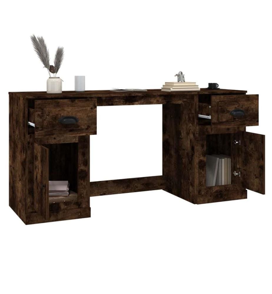 Schreibtisch mit Stauraum Räuchereiche Holzwerkstoff