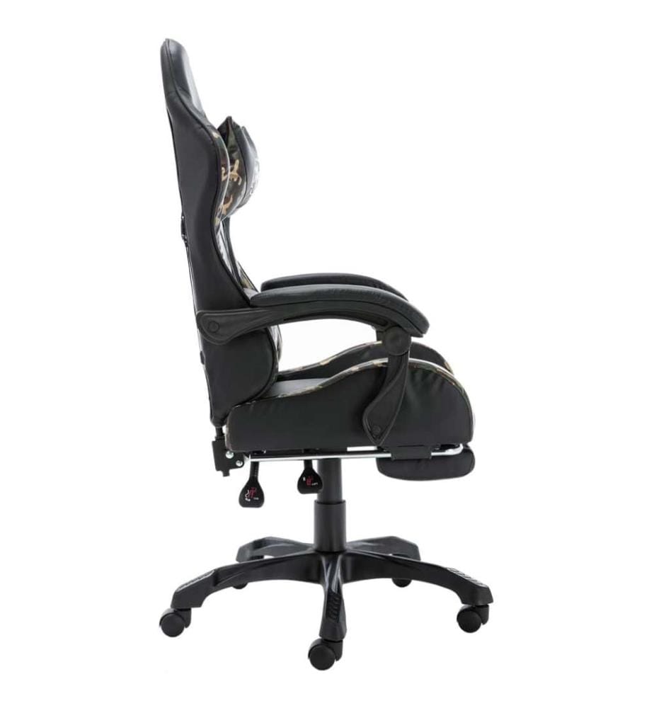 Fauteuil de jeux vidéo repose-pied Noir/camouflage Similicuir