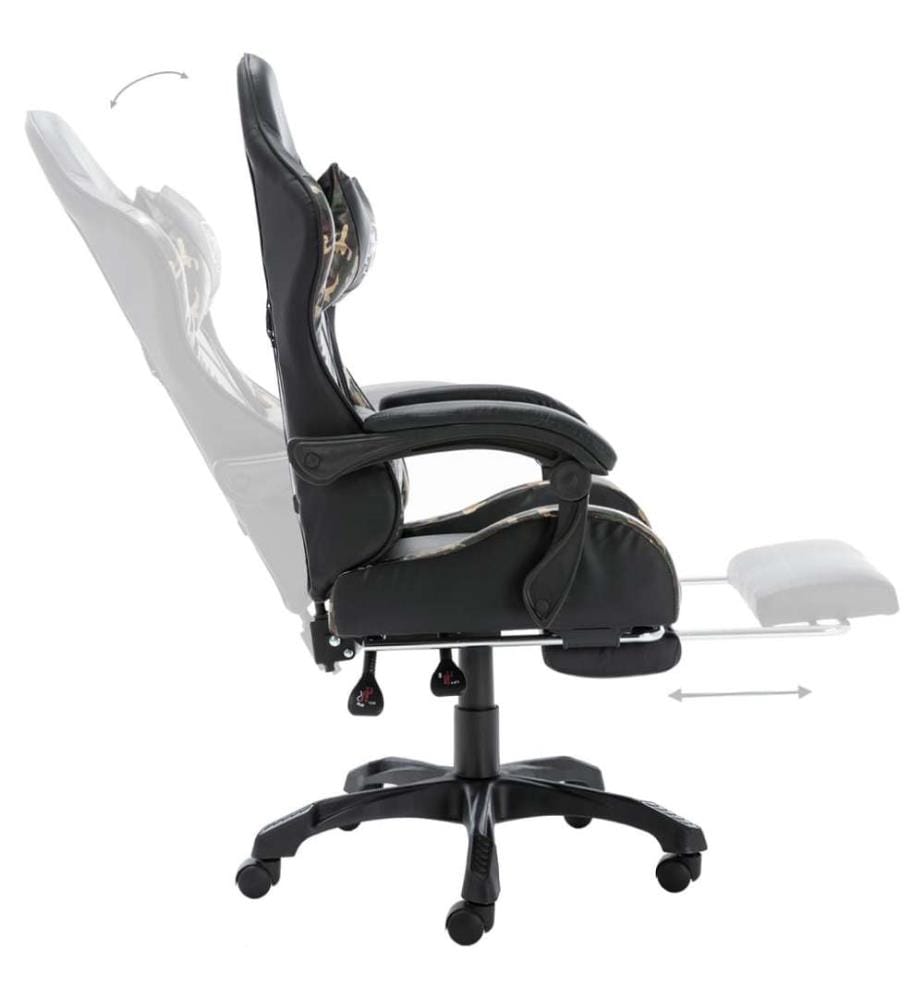 Fauteuil de jeux vidéo repose-pied Noir/camouflage Similicuir