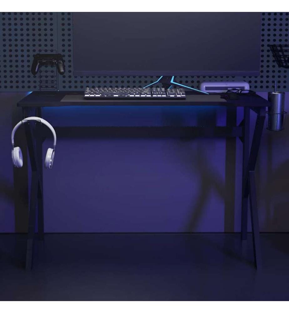 Bureau de jeu avec pieds en forme de K Noir 110x60x75 cm