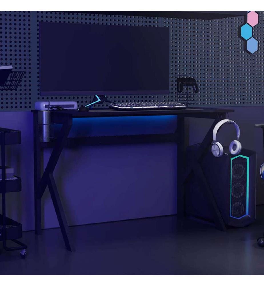 Bureau de jeu avec pieds en forme de K Noir 110x60x75 cm
