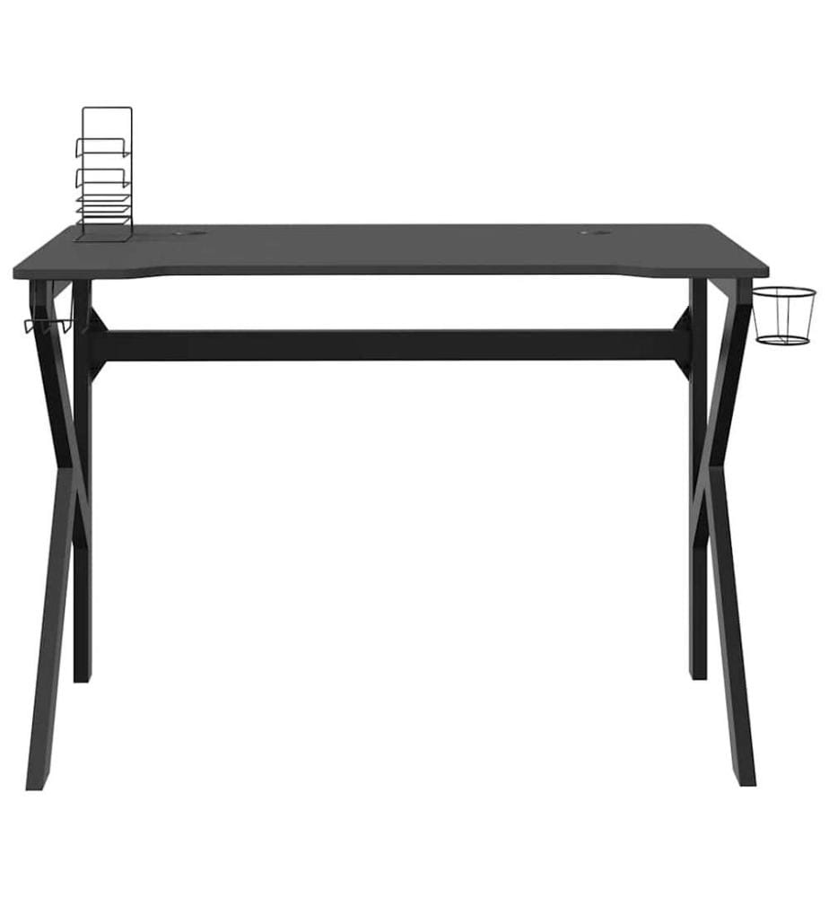 Bureau de jeu avec pieds en forme de K Noir 110x60x75 cm