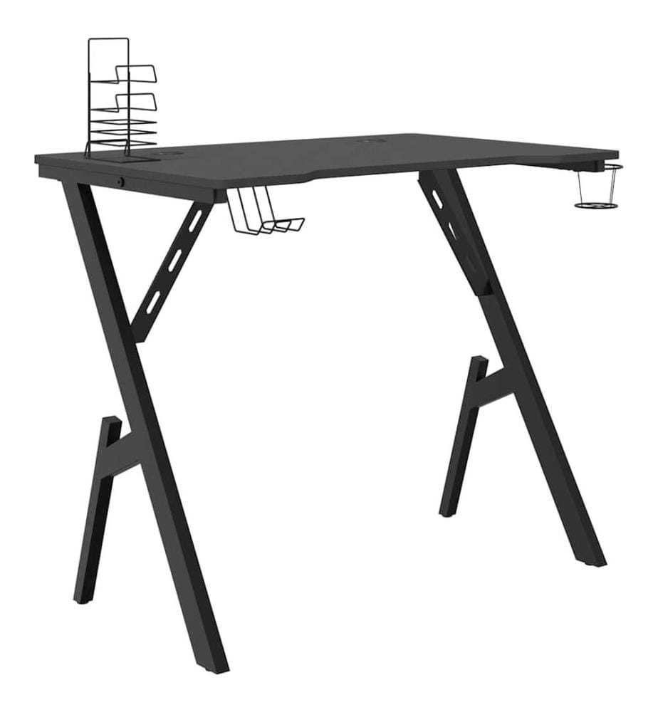 Bureau de jeu avec pieds en forme de Y Noir 90x60x75 cm