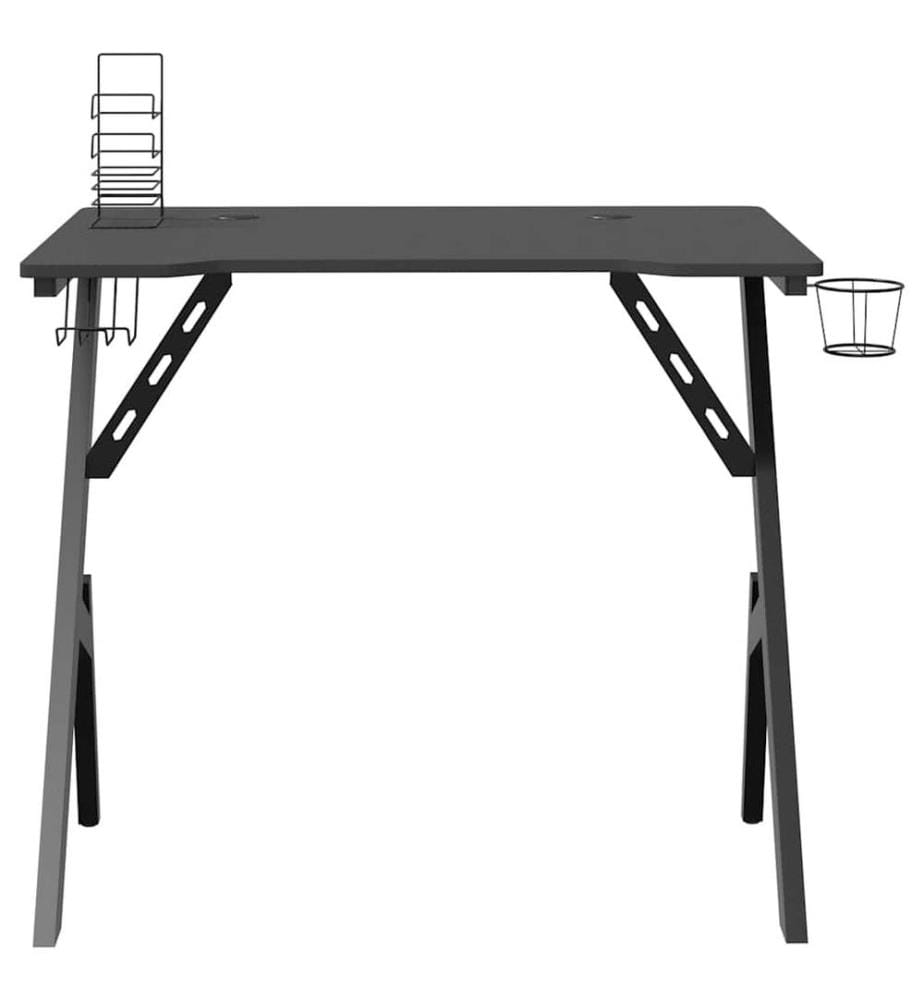 Bureau de jeu avec pieds en forme de Y Noir 90x60x75 cm