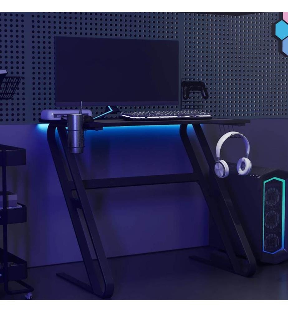 Bureau de jeu avec pieds en forme de ZZ Noir 90x60x75 cm