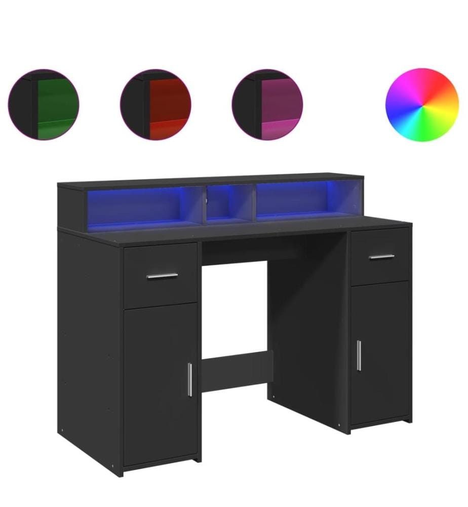 LED-Schreibtisch Schwarz 120x55x91 cm Holzwerkstoff