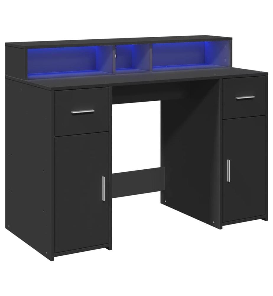 LED-Schreibtisch Schwarz 120x55x91 cm Holzwerkstoff