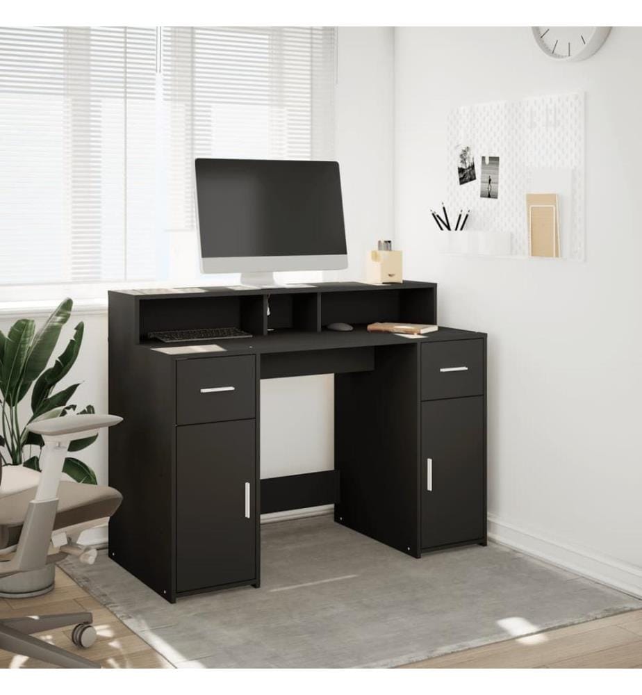 LED-Schreibtisch Schwarz 120x55x91 cm Holzwerkstoff