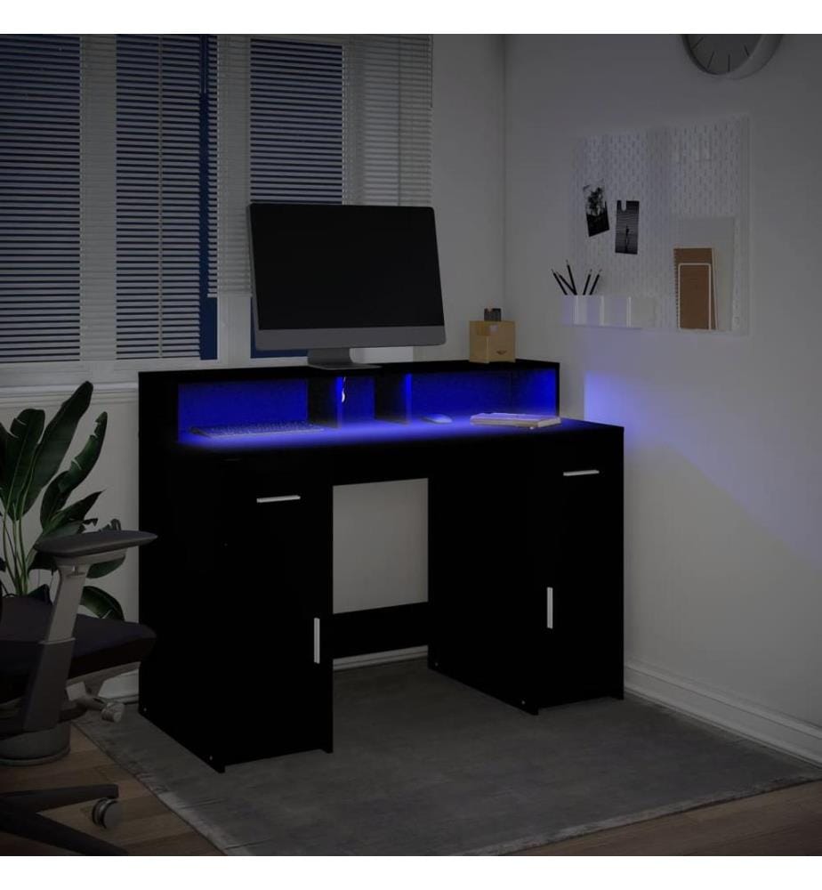 LED-Schreibtisch Schwarz 120x55x91 cm Holzwerkstoff