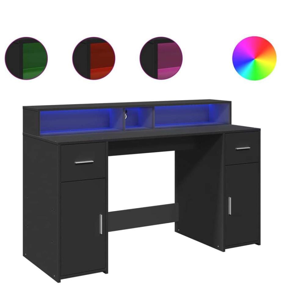 LED-Schreibtisch Schwarz 140x55x91 cm Holzwerkstoff