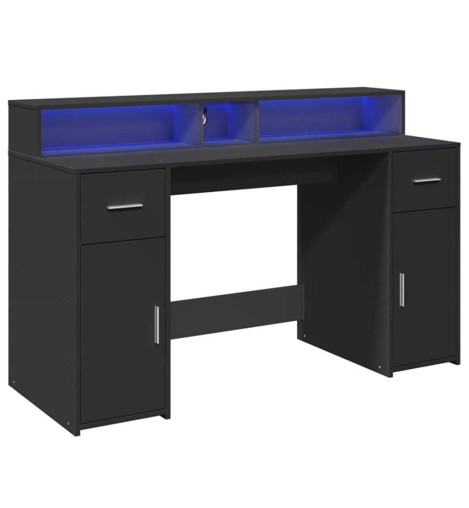 LED-Schreibtisch Schwarz 140x55x91 cm Holzwerkstoff