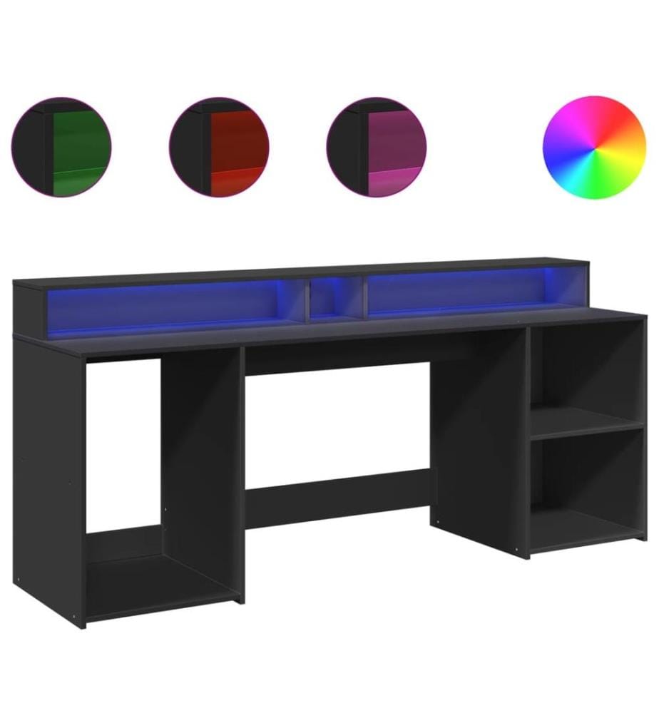 LED-Schreibtisch Schwarz 200x55x91 cm Holzwerkstoff