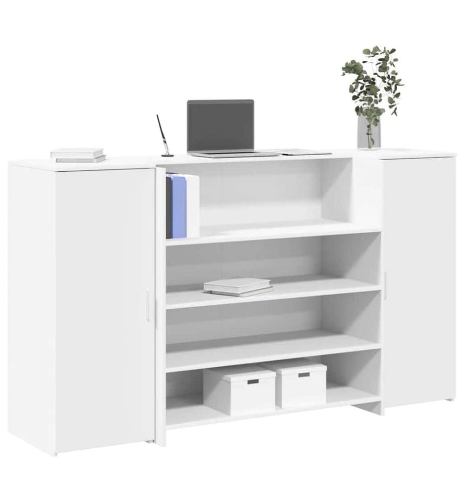 Bureau de réception blanc 180x50x103,5 cm bois d'ingénierie
