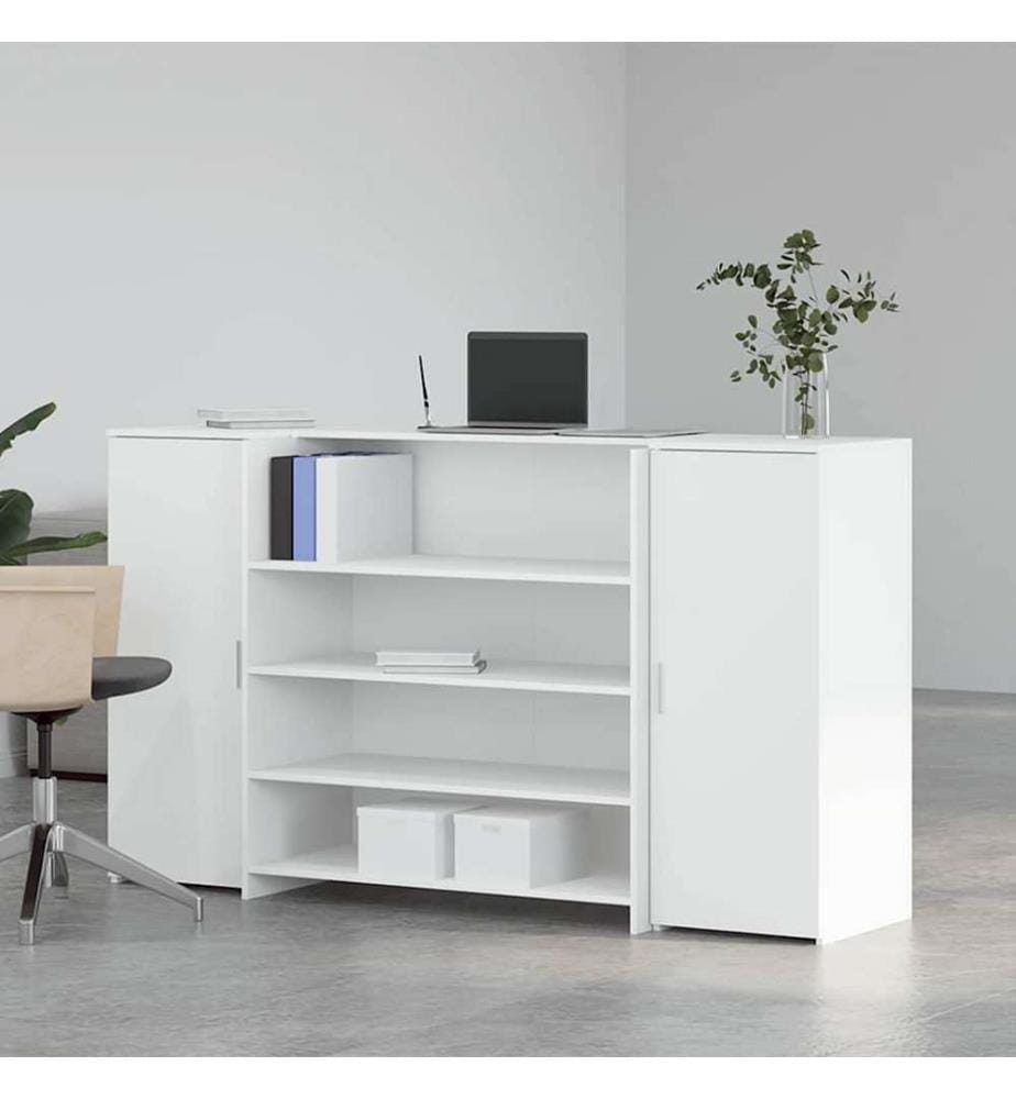 Bureau de réception blanc 180x50x103,5 cm bois d'ingénierie