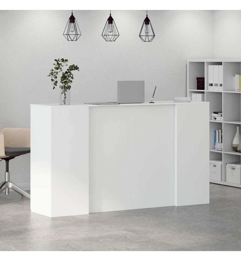 Bureau de réception blanc 180x50x103,5 cm bois d'ingénierie