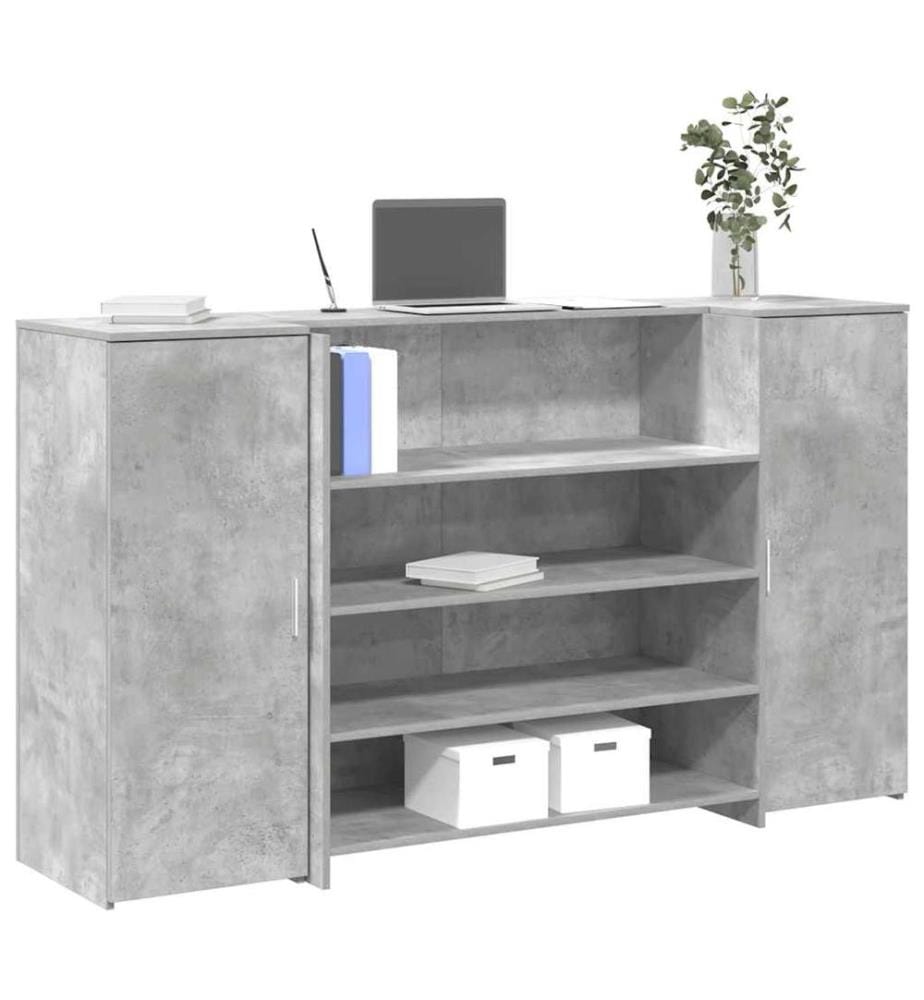 Bureau de réception gris béton 180x50x103,5cm bois d'ingénierie
