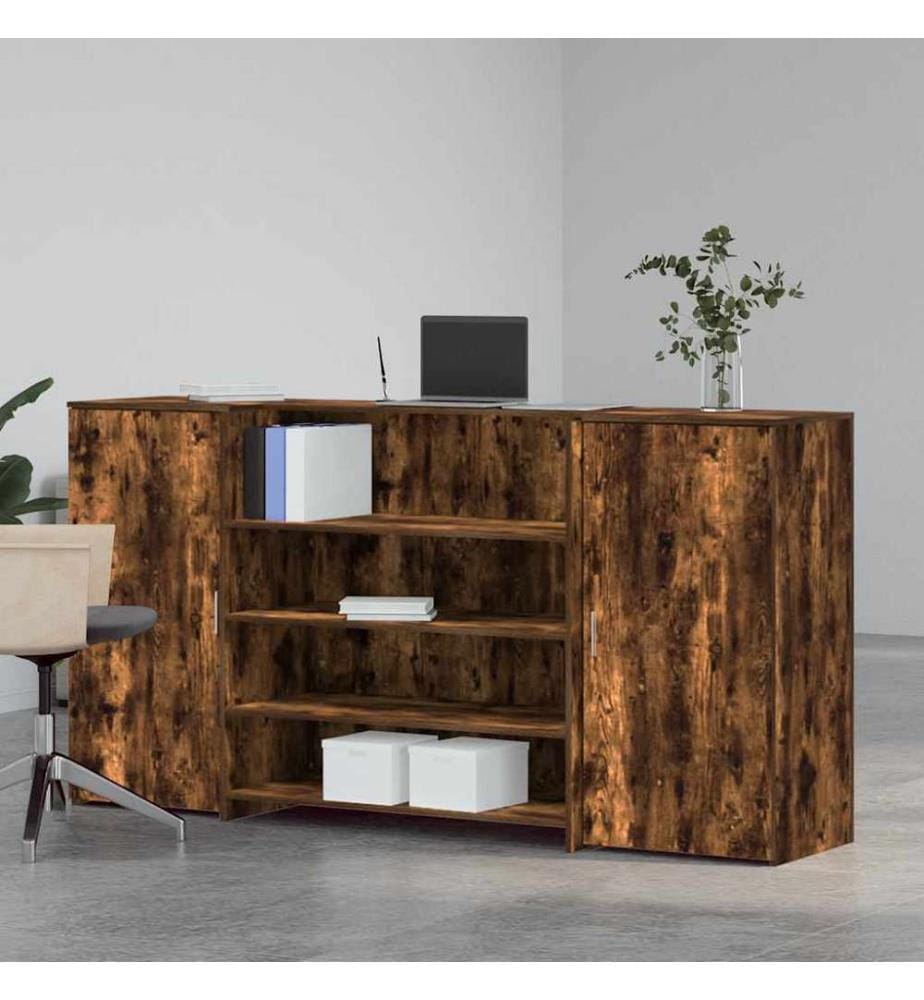 Bureau de réception chêne fumé 200x50x103,5cm bois d'ingénierie