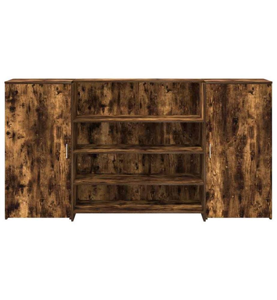 Bureau de réception chêne fumé 200x50x103,5cm bois d'ingénierie