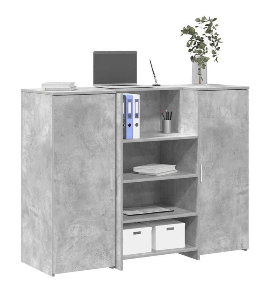 Bureau de réception gris béton 135x50x103,5cm bois d'ingénierie