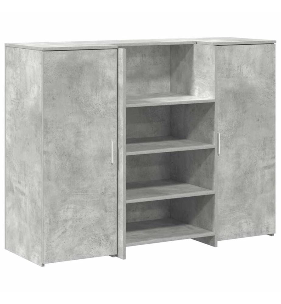 Bureau de réception gris béton 135x50x103,5cm bois d'ingénierie