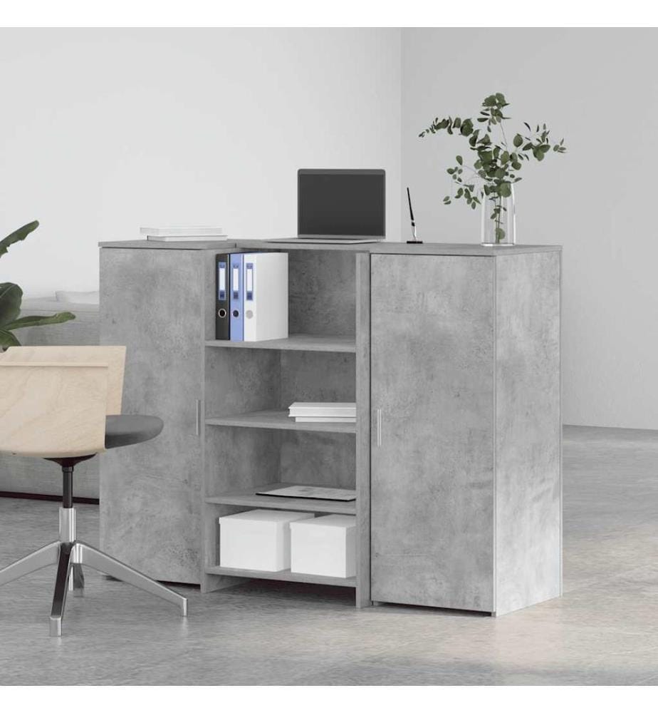 Bureau de réception gris béton 135x50x103,5cm bois d'ingénierie