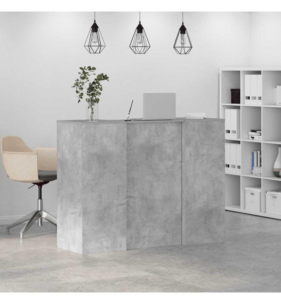 Bureau de réception gris béton 135x50x103,5cm bois d'ingénierie