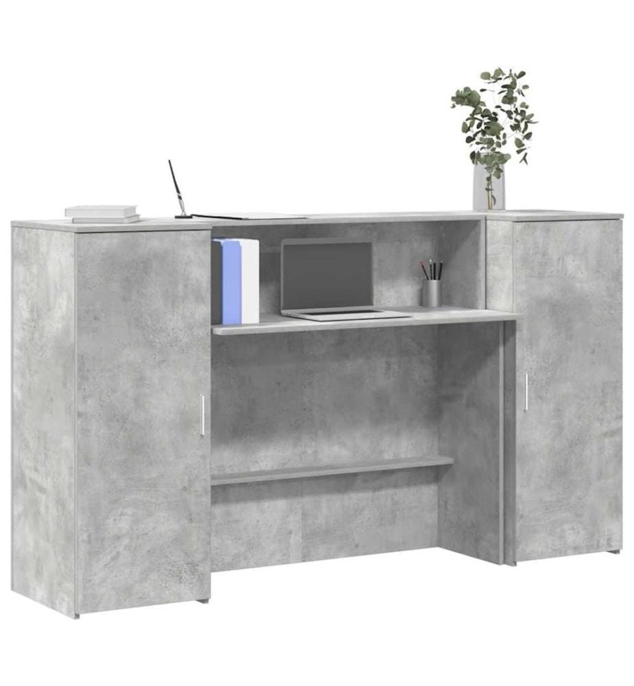 Bureau de réception gris béton 180x50x103,5cm bois d'ingénierie