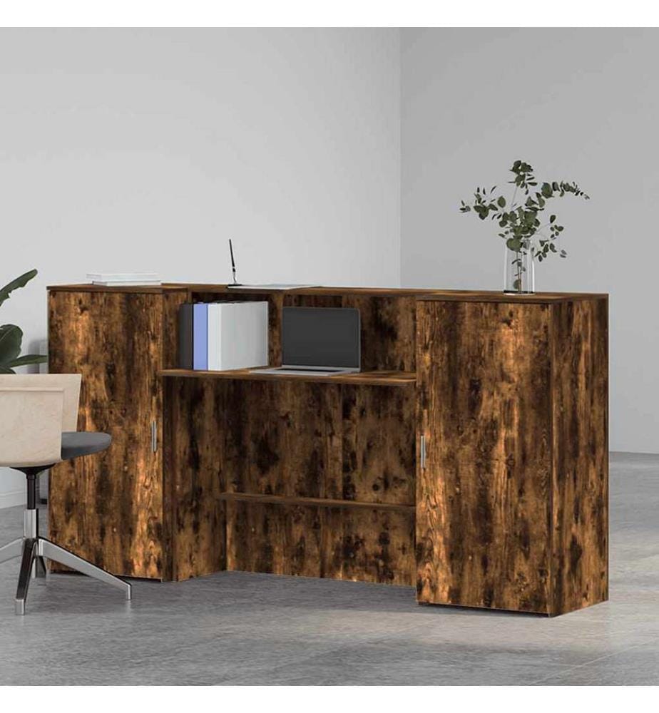 Bureau de réception chêne fumé 200x50x103,5cm bois d'ingénierie