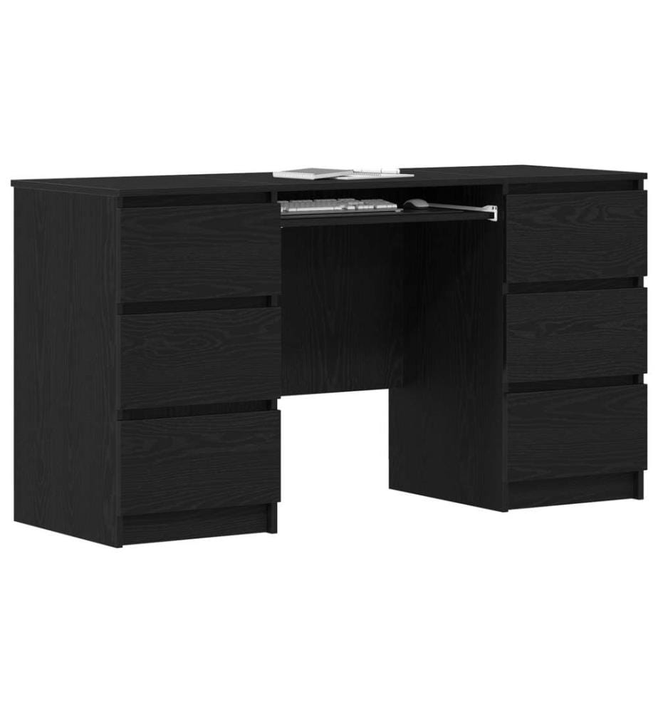 Schreibtische 2 Stück Schwarz Eiche 140x50x76 cm Holzwerkstoff