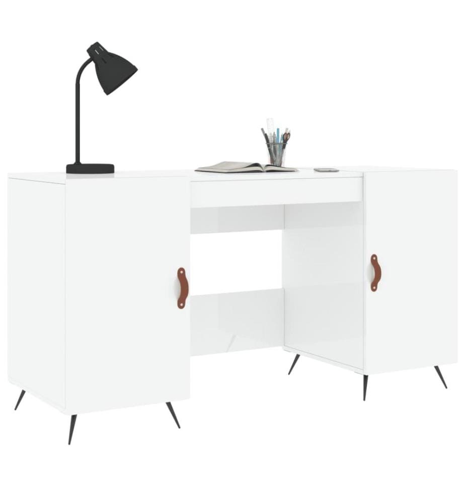 Schreibtisch Hochglanz-Weiss 140x50x75 cm Holzwerkstoff