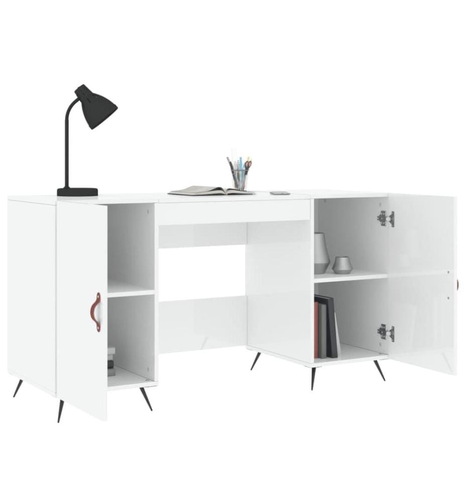 Schreibtisch Hochglanz-Weiss 140x50x75 cm Holzwerkstoff