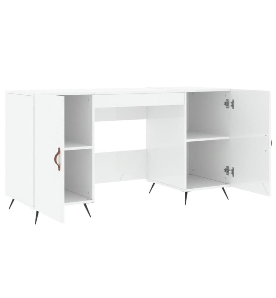 Schreibtisch Hochglanz-Weiss 140x50x75 cm Holzwerkstoff
