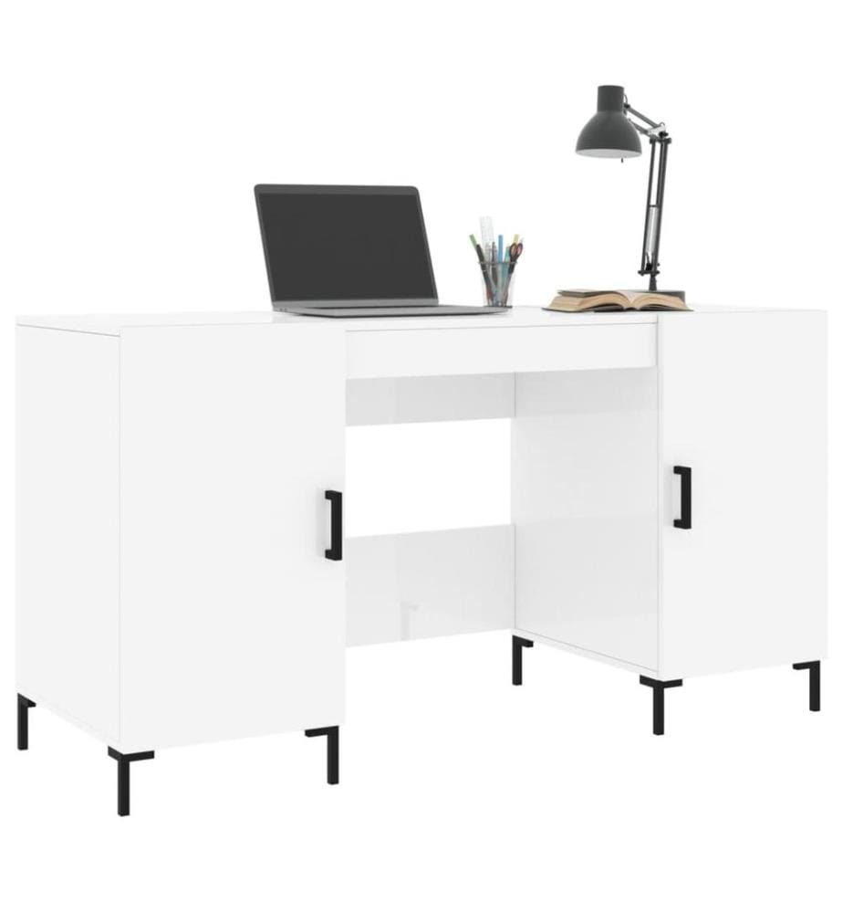 Schreibtisch Hochglanz-Weiss 140x50x75 cm Holzwerkstoff
